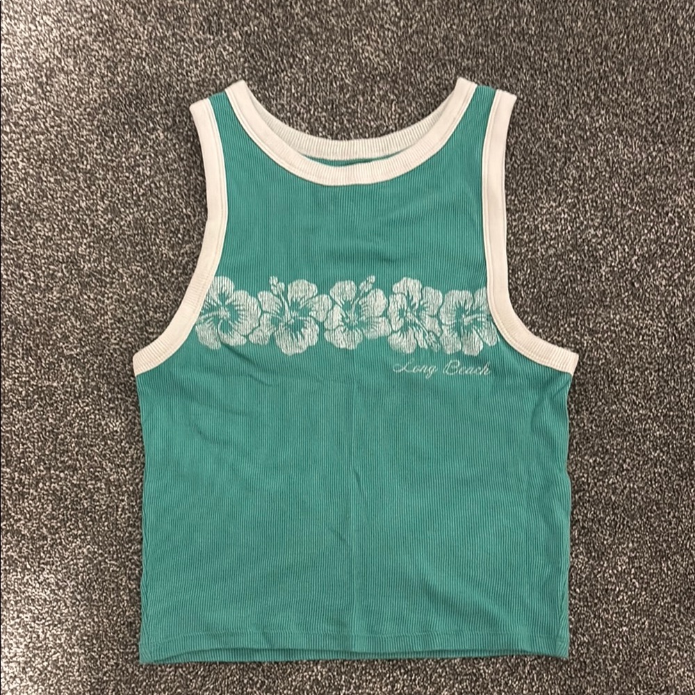 Teal Floral Tank Top